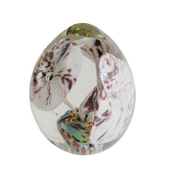 Vintage Hand Blown Paperweight Egg Shaped Art Glass Jack in Pulpit Flower - Picture 2 of 8